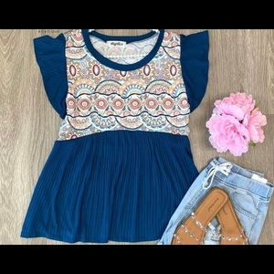 Short Sleeve Ruffled Baby doll Top- New!